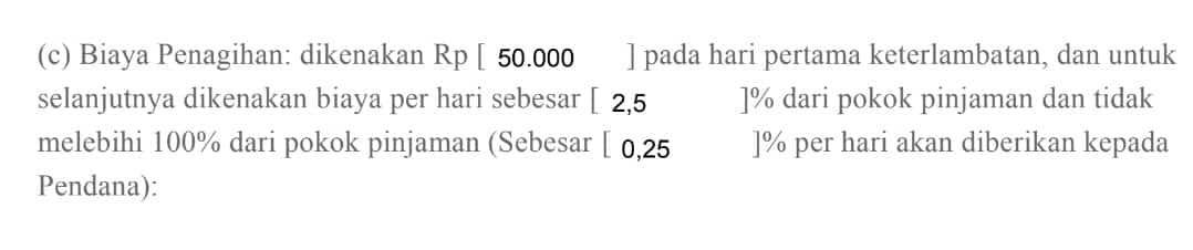 Biaya denda telat bayar AdaKami