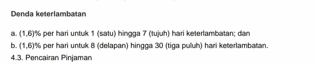 Denda keterlambatan pembayaran tagihan di Tunaikita