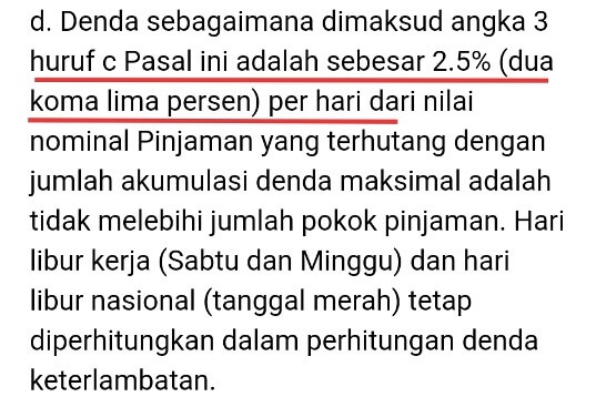 denda telat bayar tagihan pinjaman di UKU