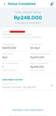 Riwayat pembayaran tagihan di TunaiKita