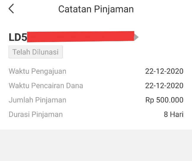 Riwayat pinjaman online di aplikasi UKU