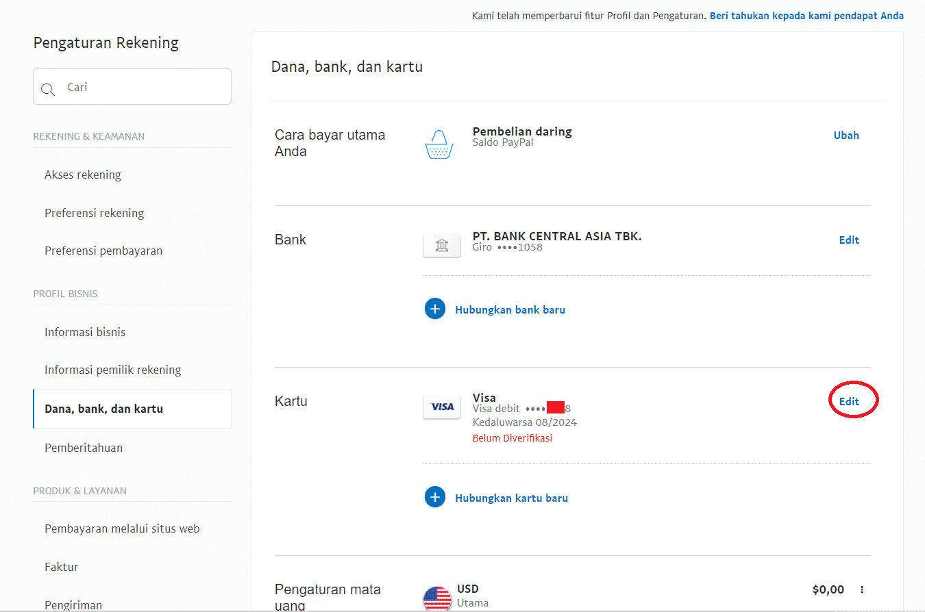 Cara verifikasi Paypal dengan e-Card Jenius langkah 7