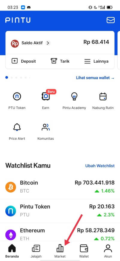 Buka aplikasi Pintu klik Market